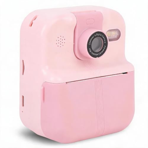 Instant Print Camera, 48MP HD Instant Print Photo Digital Camera, 2.4 In IPS Selfie Instant Camera med 180 Graders Roterande Lins för Studenter Tonåringar (Rosa)