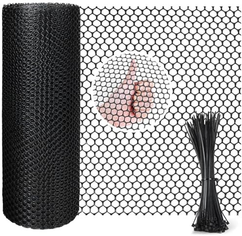 Chicken Wire Mesh Roll Plastic Mesh Fencing Chicken Wire Reusable Strong Wire Fencing Poultry Breeding Netting Garden Balcony Mesh Fencing For Home Decorate And Gardening (Black, 3m)