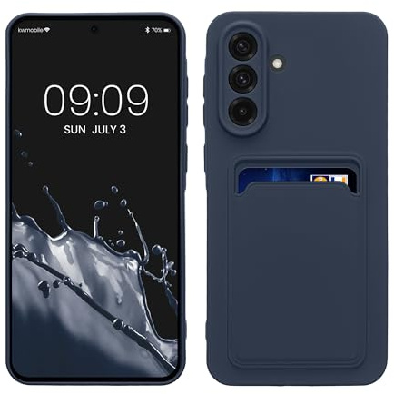 kwmobile Fodral kompatibelt med Samsung Galaxy A56 5G Fodral - TPU telefonfodral med kreditkortshållare - mörkblå