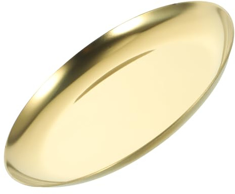 GLEAVI Vassoio Porta Gioielli e Design Elegante Tondo in Acciaio Inossidabile Organizer Delicato per Ornamenti e Cosmetici Oro Superficie Liscia per Ornamenti e Cosmetici