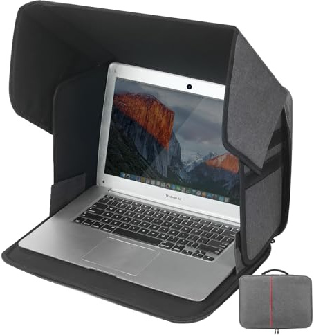 Badink Laptop Sun Shade & Privacy Shield – Premium Physical Filter for 12-14 Laptops, Blocks Glare & Overheating, Adjustable and Foldable for Outdoor Work