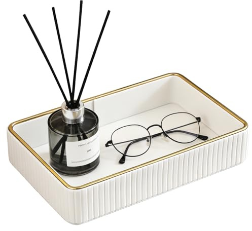 XNONE Vassoio in pelle PU, organizer da scrivania, organizer per comodino, portagioie, portachiavi, vassoio decorativo per telefono, portafoglio, gioielli, orologi, bagno, camera da letto, profumo