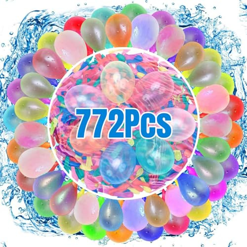 Water Balloons, 722Pcs Water Bombs Self Sealing Rapid Fill Self Closing Colorful Splash Water Balls for Beach Swimming Pool Party