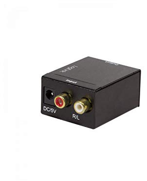 LogiLink CA0102 koaxial och Toslink analog L/R till ljudomvandlare, elektromagnetiska brusfria överföringar svart