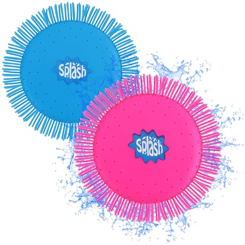 COM-FOUR® 2x frisbee ad acqua - disco da lancio in schiuma e silicone Ø 17 cm - gioco acquatico in colori vivaci, extra morbido