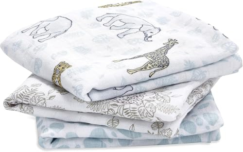 aden + anais 100% mussola di cotone, panni multiuso per bambini e bambine, 70 x 70 cm, set ideale per neonati e bambini, regalo perfetto per la doccia, confezione da 3, giungla