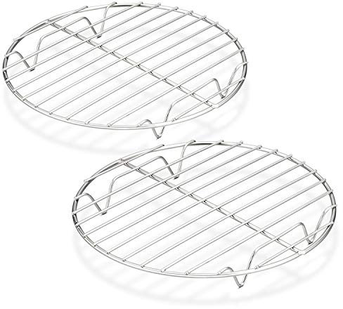 HaWare Cooling Rack Set of 2, 100% Stainless Steel Baking Thick Wire Rack for Cooling/Steaming/Protecting, Mirror Finish & Smooth Edge, Oven & Dishwasher Safe (23cm)
