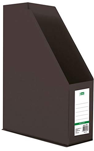 D.RECT Kunststoff-Organizer, Zeitschriftenhalter, Stehsammler mit Sichtfenster zum Beschriften PVC A4 90mm, zusammenlegbar, Schwarz, 110204