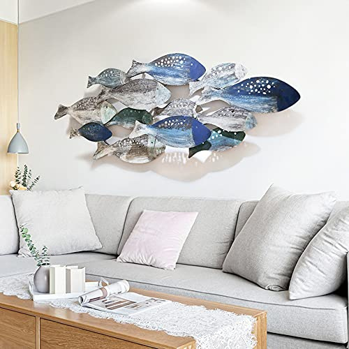 Metal Fish Wall Art, 50 x 20 Large Fish Wall Decor,3D Fish Wall Sculpture
