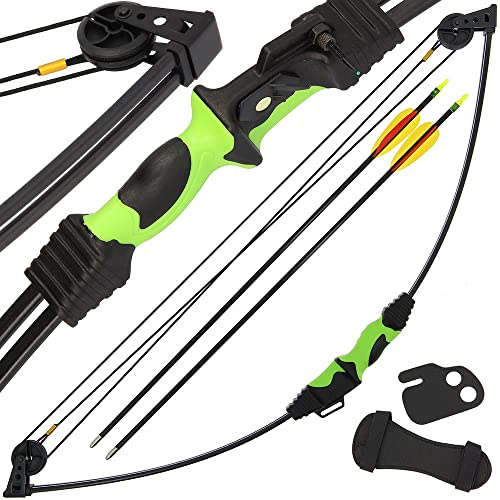 Archery Compound Shooting Bow & Arrow 12lb Quiver with Finger Wrist Guard Youth