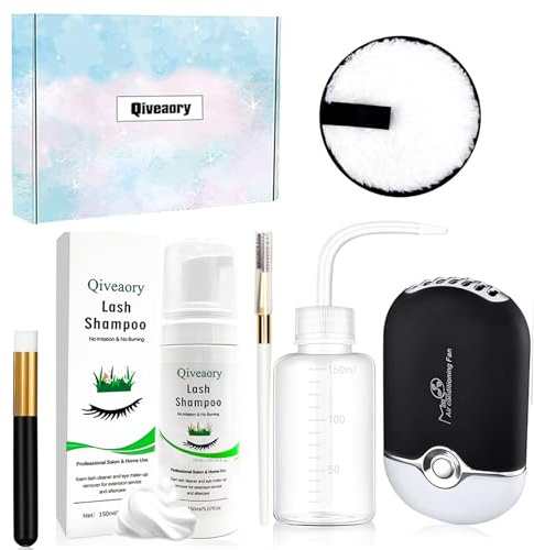 120ml/4.04fl.oz Nettoyant pour Cils Shampoing Mousse Douceur pour Extension Lash USB Séchoir À Avec Bouchon Pinceaux à Eyelash Tampon Démaquillant Réutilisable Brosses à Shampooing Pissette (Original)
