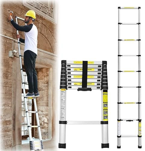 Randaco 2.6M Échelle Télescopique Aluminium, Échelle Multifonction, Télescopique Multi-Fonction Echelle, Échelle Portable, Antidérapante, Sûre et Solide, Charge Max 150KG