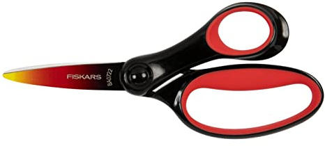 Fiskars Ciseaux pour Enfants, Ciseaux pour grands enfants de 8 à 11 ans, Droitier, SoftGrip, Longueur : 15 cm, Aspect ombré, Rouge, 1067853