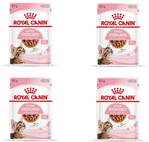 Royal Canin Kitten Sterilised Gravy | Pack de 4 | 4 x 12 x 85 g | Nourriture Humide pour Chatons stérilisés en Croissance | De 6 à 12 Mois | Texture Douce pour Les Dents de Lait