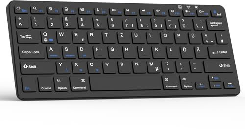 TQQ Bluetooth Tastatur, Deutsches Layout QWERTZ, Wireless Keyboard für iPad Pro/Air/Mini/10.9/10.2/9.7/Windows/Android/IOS, Ergonomisches Design