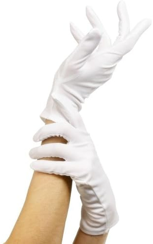 Adults Unisex Short White Opera Evening Satin Gloves, Formal Fancy Dress for Wedding Prom Opera Party Magician Clown Captain Costume