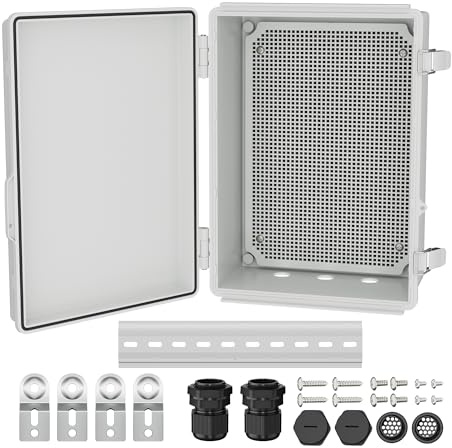 Joinfworld 14X10X6 Waterproof Junction Box Plastic Outdoor Weatherproof Box Nema 4 Enclosure Outdoor Electrical Control Box Weather Proof for WiFi Router Timer Marine