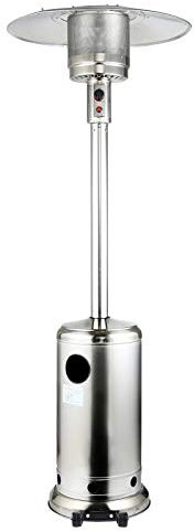 Großer Terrassenheizstrahler aus Edelstahl, Gas-Terrassenstrahler mit Rädern/einstellbares Thermostat für Balkon, Terrasse, Haus, Erdgas