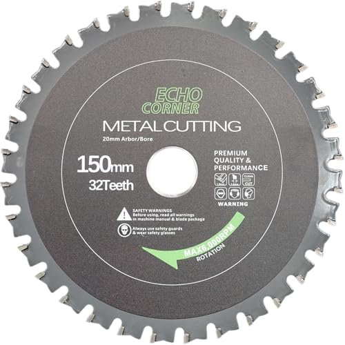 Echo Corner 150mm Metal Cutting Saw Blade, 32-Teeth, 20mm Bore, 16mm 10mm reducing ring
