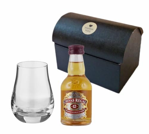 Chivas Regal 12 Jahre Scotch Blend Whisky 50ml Miniatur + Glas im Geschenkkarton