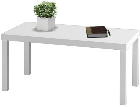 URBNLIVING Coffee Sofa Side End Desk Table for Living Room, Home Office, Functional Accent Furniture, Stylish Desk Table for Office or Living Room, Modern Home Wooden Furniture - White