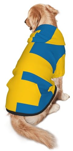 Svensk flagga hundhuvtröja för medelstora och stora hundar – mjuka husdjurskläder i polyester, lämpliga för alla årstider