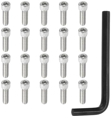 PATIKIL 3/8-16 x 1-1/4 Viti Bulloni a Testa Esagonale, 10Pz Acciaio Inox 304 Con Chiavi Cava Esagonali Filettatura Completa Incassato Per Bici Da Strada Mountain Bike Auto, Argento/Nero