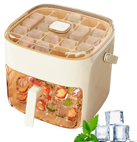 Stampo Per Cubetti Di Ghiaccio | Forma Ghiaccio Premi Con Coperchio E Contenitore | Secchiello Alimentare Con Coperchio Sgancio Rapido Cucina per Caffè, Bevande e Congelatore