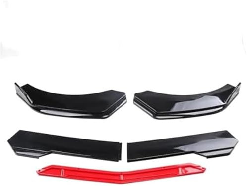 MKVAXR Becquet de Pare-Choc Avant for Fiat 500 595, kit carrosserie, Protection, diffuseur, for Abarth (Noir Brillant) Séparateur de Spoiler de Voiture(Black Red)