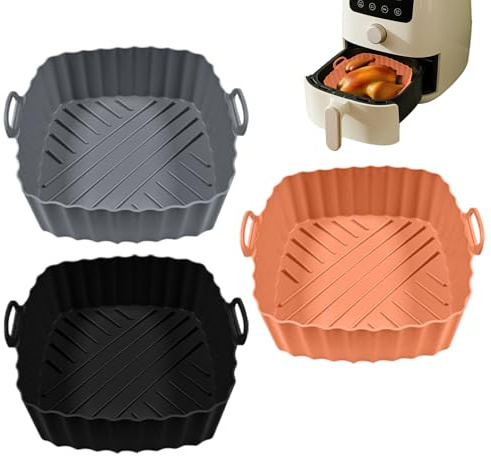 Doiyislem Inserti in silicone per friggitrice ad aria calda, 3 pezzi, tappetini per friggitrici, riutilizzabili e resistenti al calore, per forno a microonde, cucina