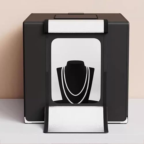 Vituord Ljuslåda för fotostudio, bärbar, vikbar ljuslåda för fotostudior (60 x 60 cm), med dimbar LED-belysning, svartvit bakgrund, för miniatyrprodukter