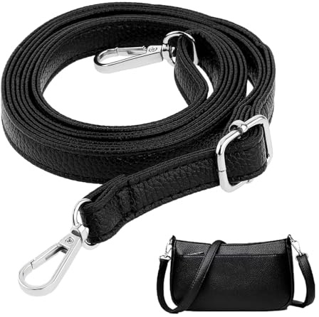 SOGHO Schulterriemen Für Taschen,Schultergurt Für Taschen,Taschengurt Schwarz,Taschenriemen,Lederriemen Für,Tragegurt Tasche Für Brieftaschen Umhängetaschen Taschengurt (Silber Schnalle)