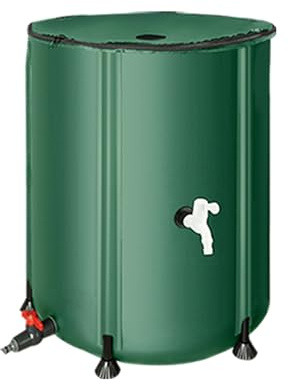 Barril de lluvia plegable con espiga de filtro y kit de desbordamiento para almacenamiento y recolección de agua portátil