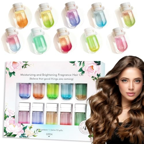 Hair Perfume Oil for Women, 10 Count with 10 Fragrances, Nourishing Serum for Shine & Long-Lasting Scent, for Dry Damaged,for All Hair Types, Portable for Daily&Travel