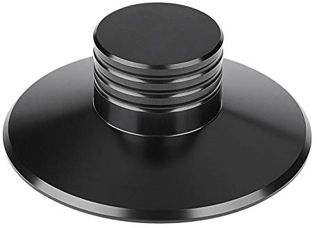 Ticfox skivspelare viktstabilisator av aluminium, skivspelare metallskivstabilisator, plattviktsklämma stabiliserar varvtal, minskar vibrationer för vinylskivspelare (svart)