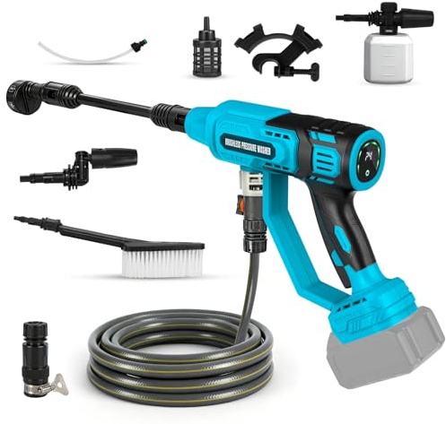 Lavadora de presión sin Cable Compatible con Makita 18V batería, 500W 710PSI Limpiador de Alta presión Pistola de Limpieza de Alta presión de Mano para automóviles y hogares (sin batería)