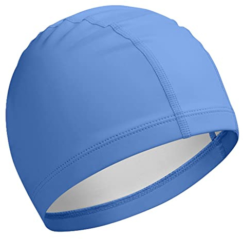 RASTKY Cuffia da Nuoto Ad Alta elasticità con Rivestimento in PU per Adulti, Cuffia da Bagno Morbida e Impermeabile, Adatta per Uomini Donne Bambini, da Nuoto in Nylon (BLUE)