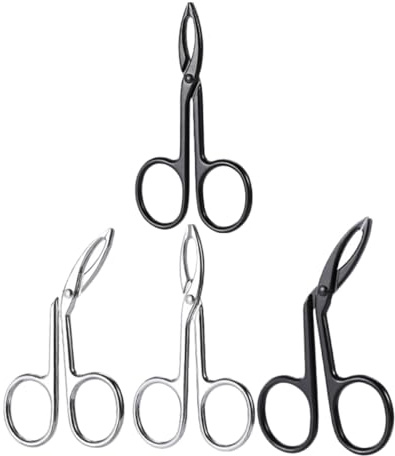 JOINPAYA Set 4 Pezzi Pinzette per Sopracciglia in Acciaio Inox, Forbici per Modellare Sopracciglia Punte Dritte e Curve, Pinzette Portatili per Depilazione Viso e Barba, per Donne e Uomini