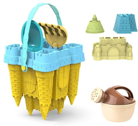 Oxxggkao Sandeimer, Strandspielzeug für Kinder, Outdoor, Schloss, Skulptur, Form für Jungen, Mädchen, Strand, Meer, Schnee, Spielset, Eimerspielzeug für Kinder Freien