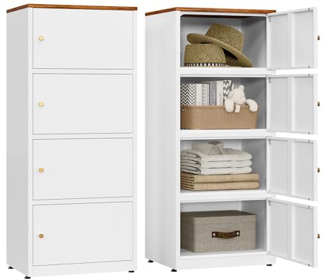 Sightlife Commode Métallique avec 4 Tiroirs, Casier de Bureau, Armoire de Rangement,Casier de Bureau Caisson avec Compartiments Fermés 40x50x119 cm