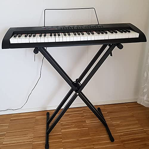 Doppelstrebiger X Frame Keyboardständer, Faltbarer Verstärkter Keyboardständer, Höhenverstellbarer Ständer für Klavier Elektronische Keyboards für 61 bis 88 Tasten Keyboards und Digitalpianos