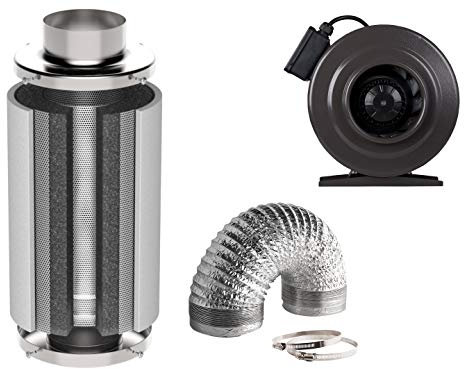 nito GROW EQUIPMENT Abluft Set mit regelbaren Lüfter und Aktivkohlefilter: Abluft Growbox Indoor Pflanzenzucht (1220m³h) …