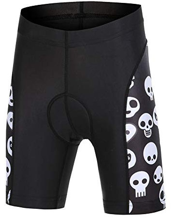 YFPICO Kinder Radsport Bekleidung- Radhose Kurz, Schädeldruck, 152/158