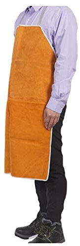 Tablier Soudeur en Cuir Tablier De Travail De Soudage en Cuir, Tablier Résistant À La Chaleur Et Ignifuge Un Barbecue Tablier De Cuisine De Cuisine (Color : Yellow, Size : 90X65CM/35.4X25.5inch)