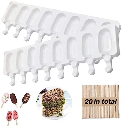 Stampini per gelati,2 Set Stampi per gelati con stecco,stampi gelato silicone,Gelatiere-Perfetto per il cioccolato congelato fai-da-te,bastoncini cake pops,DIY Silicone stampini
