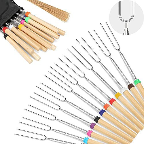12 PC Brochettes Télescopiques Acier Inoxydable - Brochettes pour -Bis zu 32 Zoll Verstellbar,Pique a Brochette,Barbecook Kebab