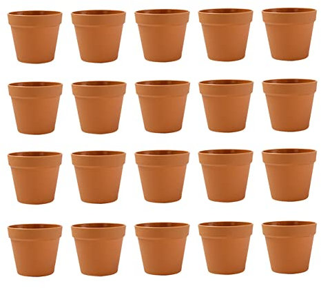 JIHUOO 20 Pcs Mini Plastic Planters Indoor Plant Pots Small Seed Starting Flower Nursery Tiny Garden Decorative Gardening Pots Brown, 40 x 45mm (H x D) (ZSN1128N(20))