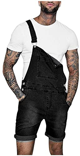2023 Pantalones Cortos de Vaquero para Hombre Monos Peto Mezclilla Slim Fit Casual Trabajo Jumpsuit Verano Jeans Moda Fiesta Pant
