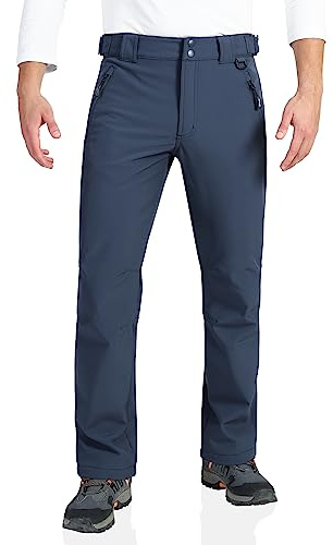 Outdoor Ventures Pantalones de softshell para hombre, resistentes al agua, pantalones térmicos de invierno, pantalones térmicos con forro cálido, pantalones de esquí, snowboard, resistentes al viento