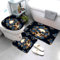 Totenkopf Blume Badteppiche Set 3 Teilig Mikrofaser Badvorleger Gotisch Blau Rutschfestt Waschbar Badematte U-FöRmiger Wc-Vorlegermit Deckelbezug FüR Badewanne Dusche Badezimmer 50x80